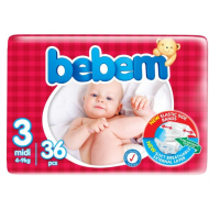 حفاضات بي بم رقم 3  (باكت=4 عبوة)