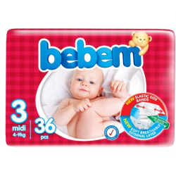 حفاضات بي بم رقم 3  (باكت=4 عبوة)