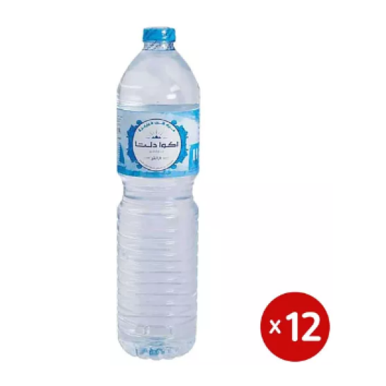 مياه اكوا دلتا 1.5لتر  (كرتونة=12 زجاجة)